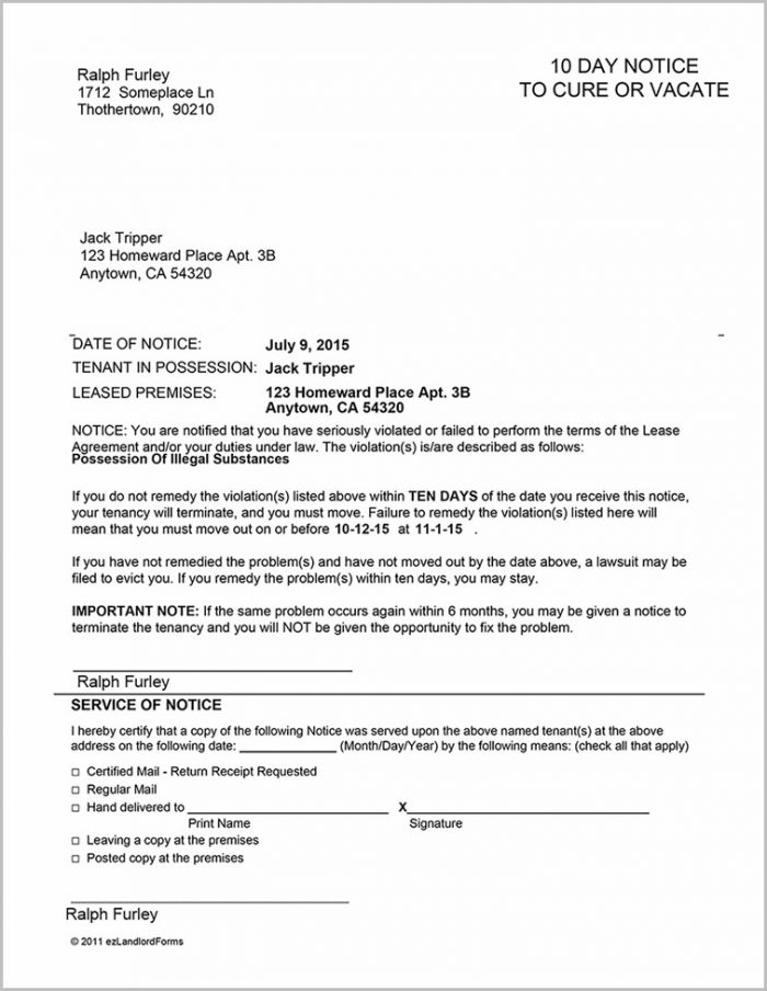 10 Day Eviction Notice Template 10 Day Eviction Notice Template