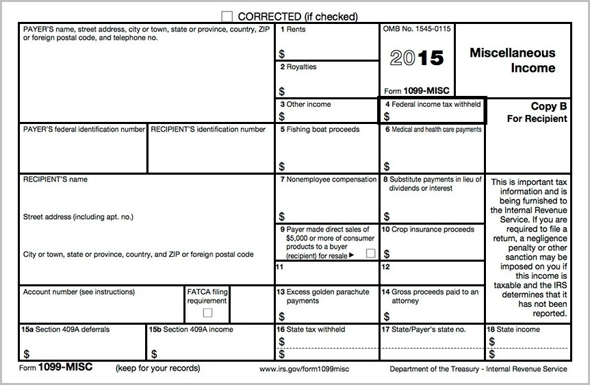 2015 Printable 1099 Tax Form Form Resume Examples