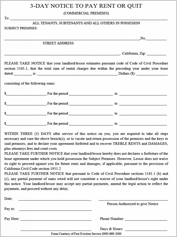 3 Day Eviction Notice Template California 3 Day Eviction Notice Template California