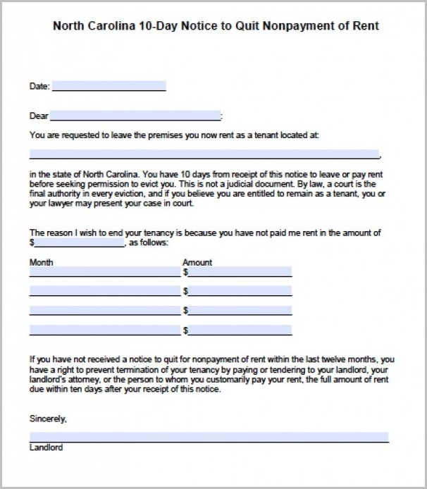 30 Day Eviction Notice Template Nc 30 Day Eviction Notice Template Nc