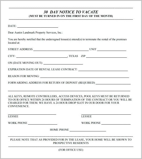 30 Day Eviction Notice Template Texas 30 Day Eviction Notice Template Texas