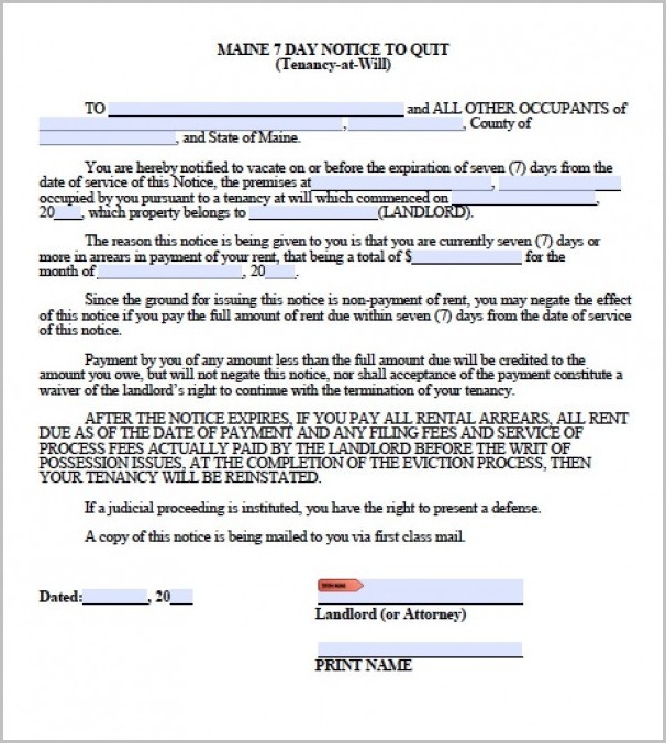 7 Day Eviction Notice Template 7 Day Eviction Notice Template