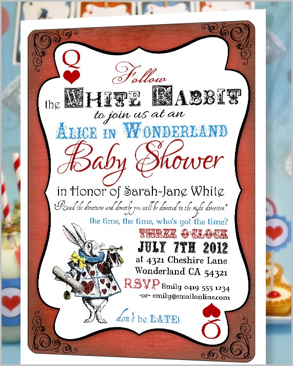 Alice In Wonderland Baby Shower Invitation Template Alice In Wonderland Baby Shower Invitation Template