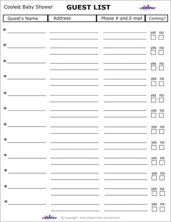 Baby Shower Invitation Guest List Template Baby Shower Invitation Guest List Template
