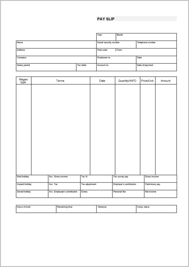 Blank Pay Stub Template Word Blank Pay Stub Template Word