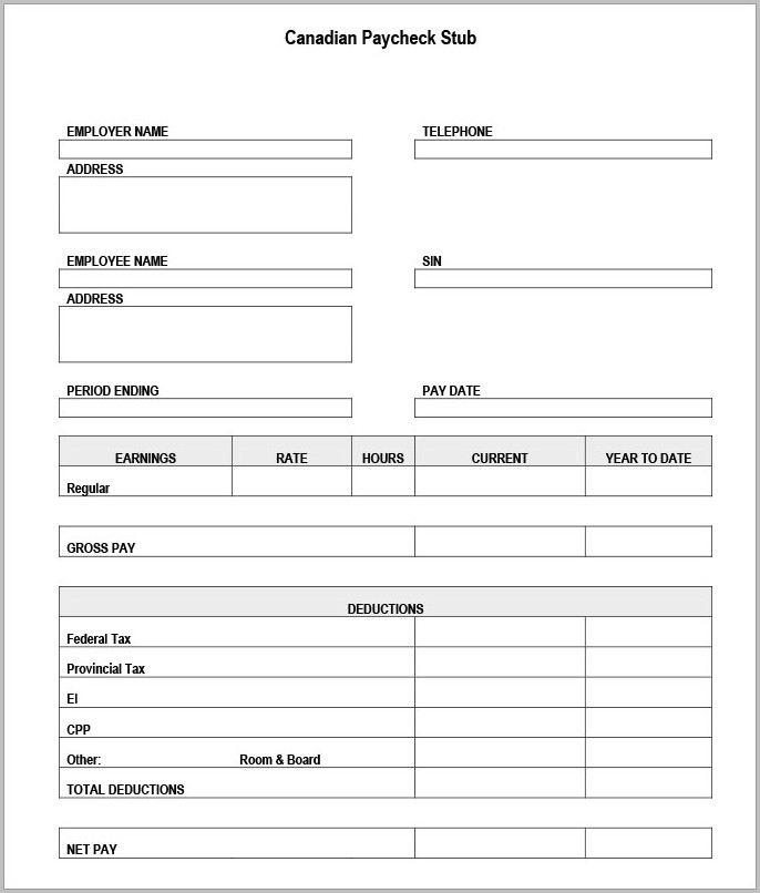 Check Stub Template Printables Check Stub Template Printables