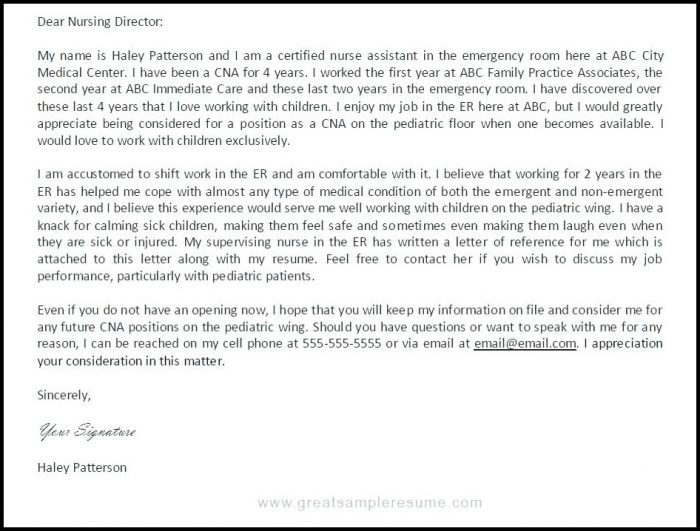 Cna Resume Cover Letter Template Cna Resume Cover Letter Template
