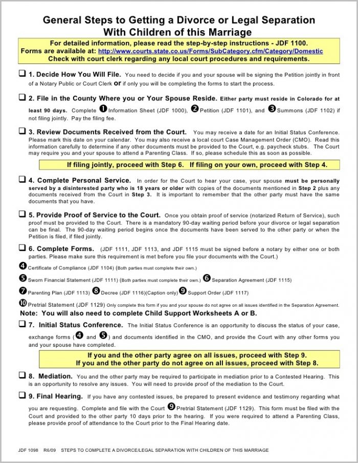 Colorado Divorce Forms Jdf 1111 Colorado Divorce Forms Jdf 1111
