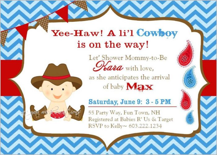 Cowboy Baby Shower Invitation Template Cowboy Baby Shower Invitation Template