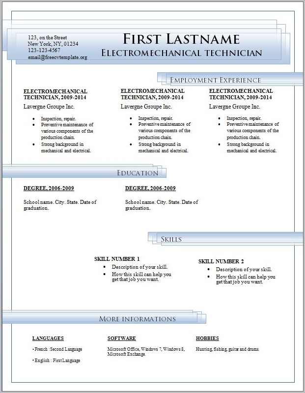Download Free Resume Templates For Word 2007 Download Free Resume Templates For Word 2007