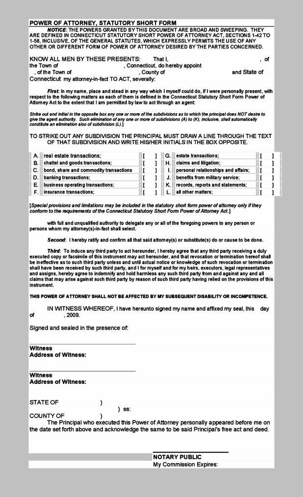 Durable Power Of Attorney Form Ct Durable Power Of Attorney Form Ct