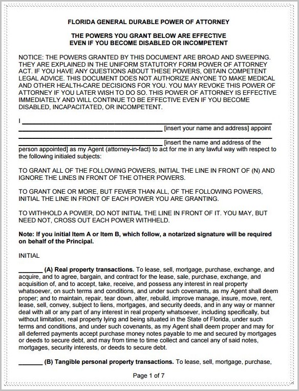 Durable Power Of Attorney Form Download Durable Power Of Attorney Form Download