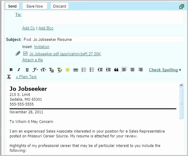 Email Template For Sending Resume And Cover Letter Email Template For Sending Resume And Cover Letter