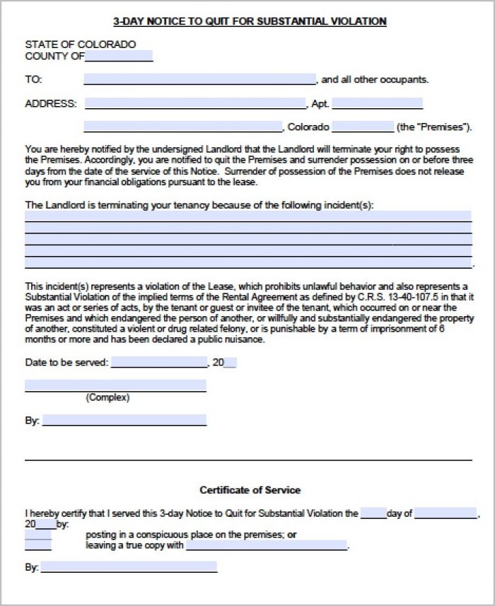 Eviction Notice Template Colorado Eviction Notice Template Colorado