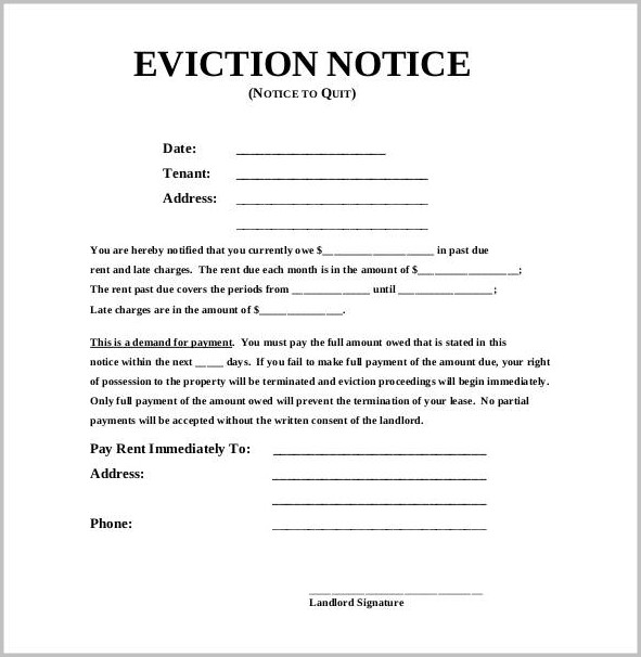 Eviction Notice Template Doc Eviction Notice Template Doc