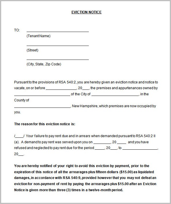 Eviction Notice Template Free Download Eviction Notice Template Free Download