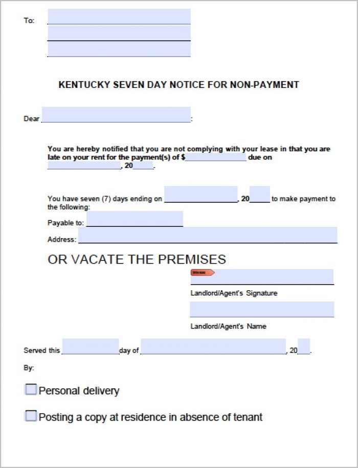 Eviction Notice Template Ky Eviction Notice Template Ky