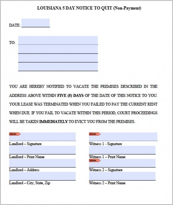 Eviction Notice Template Louisiana Eviction Notice Template Louisiana