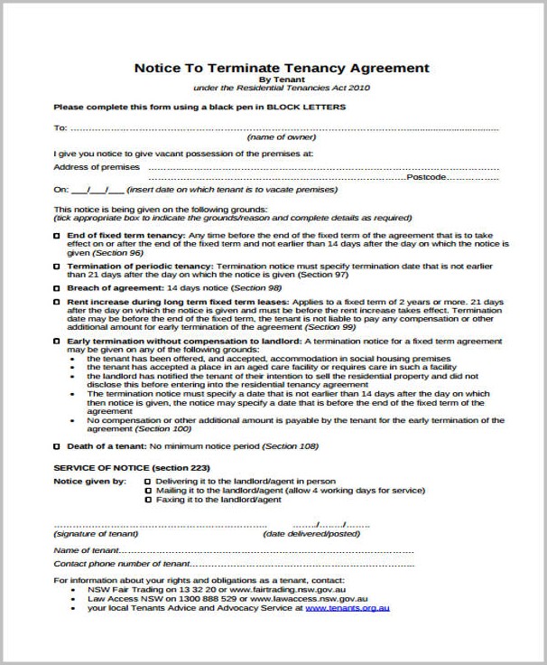 Eviction Notice Template Nsw Eviction Notice Template Nsw