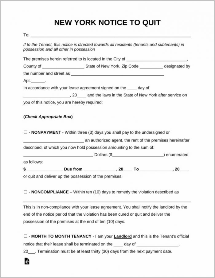 Eviction Notice Template Ny Eviction Notice Template Ny