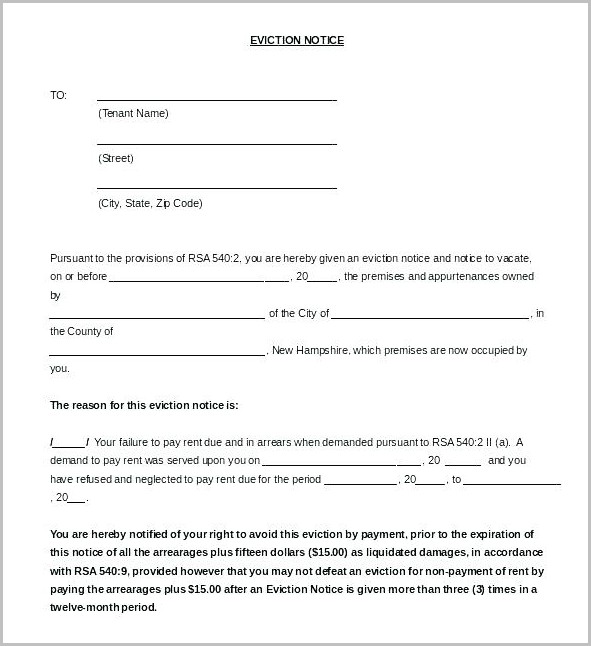 Eviction Notice Template Nz Eviction Notice Template Nz
