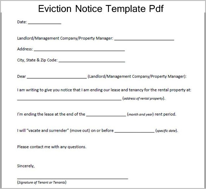 Eviction Notice Template Pdf Eviction Notice Template Pdf