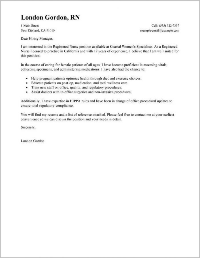 Example Of Cover Letter For Rn Resume Example Of Cover Letter For Rn Resume