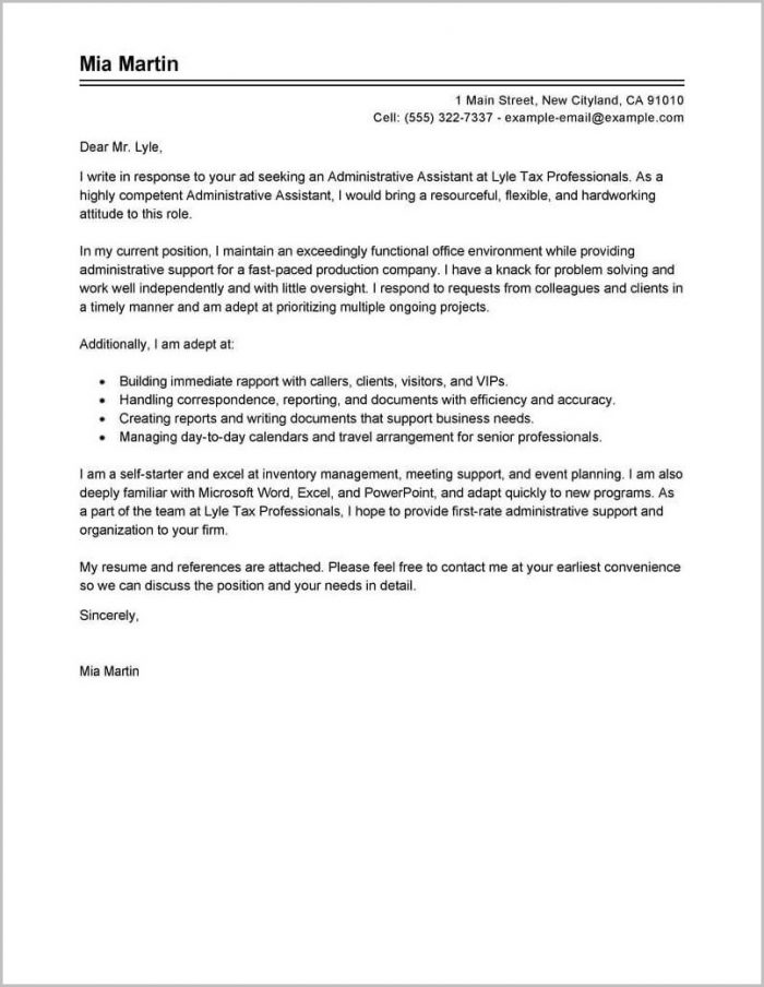 Examples Of Resume Cover Letters For Administrative Assistants Examples Of Resume Cover Letters For Administrative Assistants