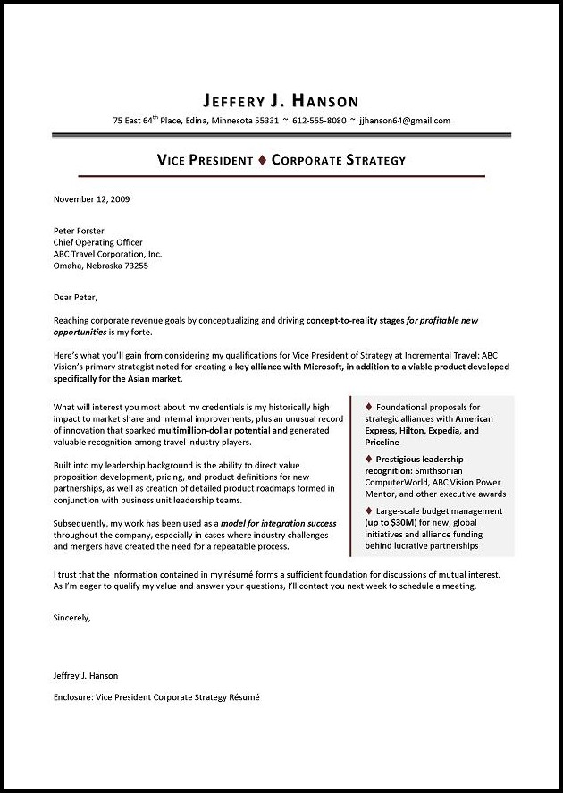 Executive Resume Cover Letter Template Executive Resume Cover Letter Template