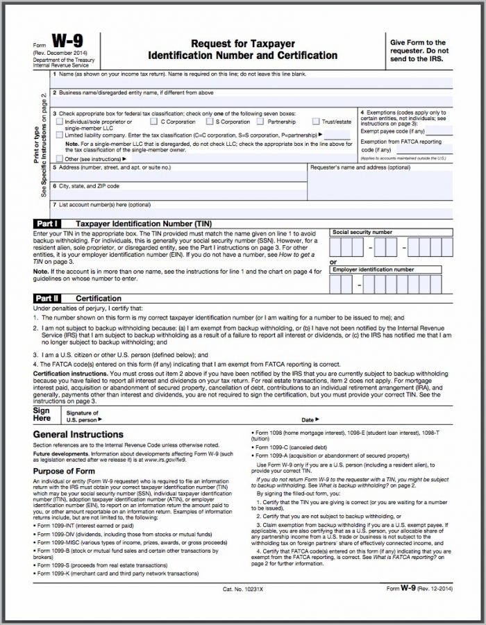 Fillable And Printable W 9 Form Fillable And Printable W 9 Form