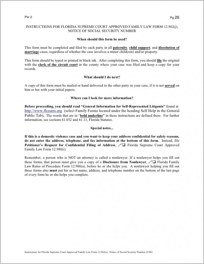 Florida Divorce Forms 12.902(j) Florida Divorce Forms 12.902(j)