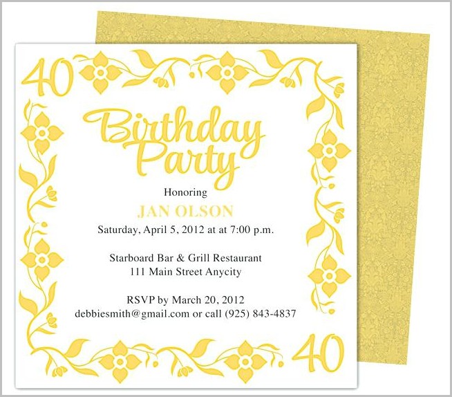 Free 40th Birthday Invitation Templates For Word Free 40th Birthday Invitation Templates For Word