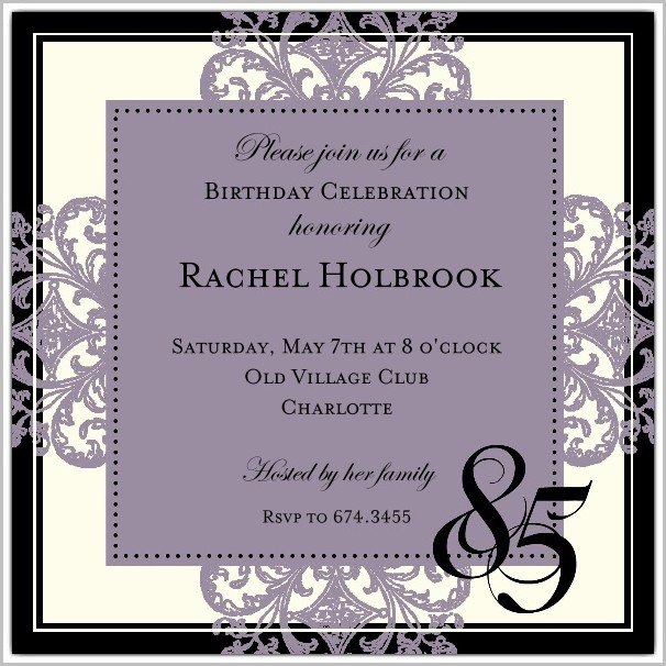Free 85th Birthday Invitation Templates Free 85th Birthday Invitation Templates
