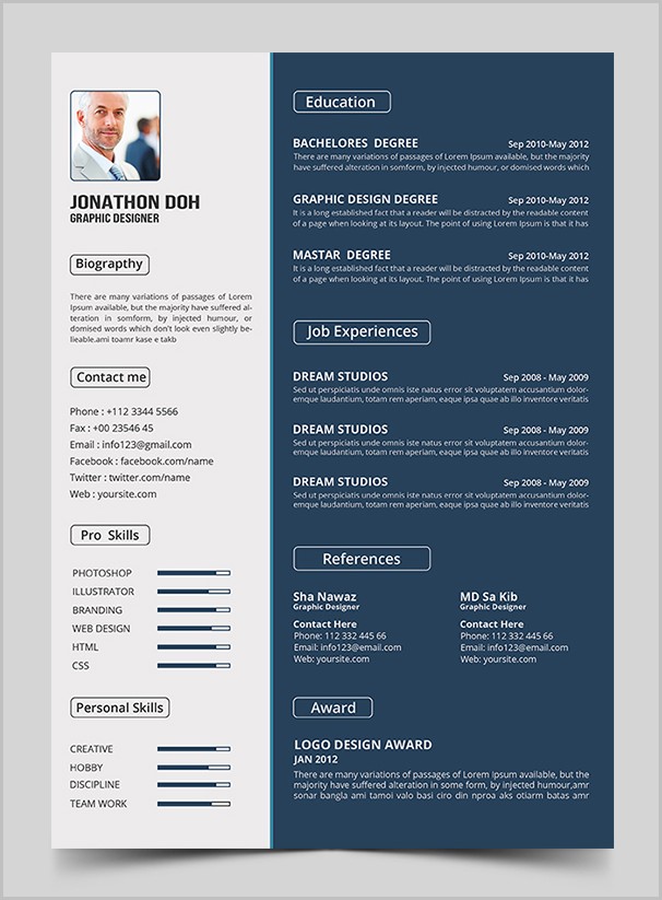 Free Creative Designer Resume Template Psd Free Creative Designer Resume Template Psd