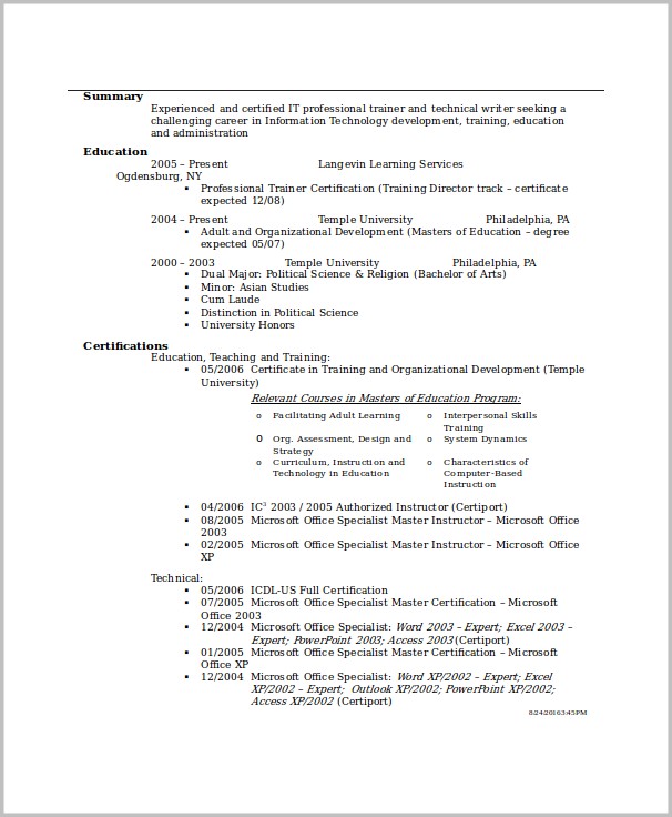 Free Entry Level Resume Templates For Word Free Entry Level Resume Templates For Word