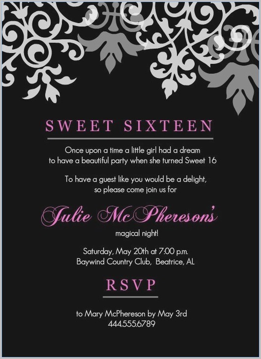 Free Invitation Templates For Sweet 16 Free Invitation Templates For Sweet 16
