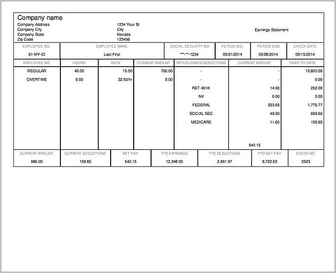 Free Pay Stub Maker Template Free Pay Stub Maker Template