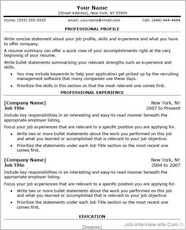 Free Professional Resume Templates For Microsoft Word Free Professional Resume Templates For Microsoft Word