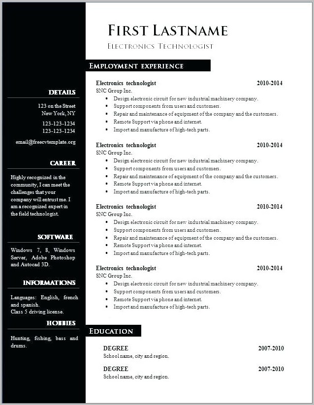 Free Resume Templates For Word 2018 Free Resume Templates For Word 2018