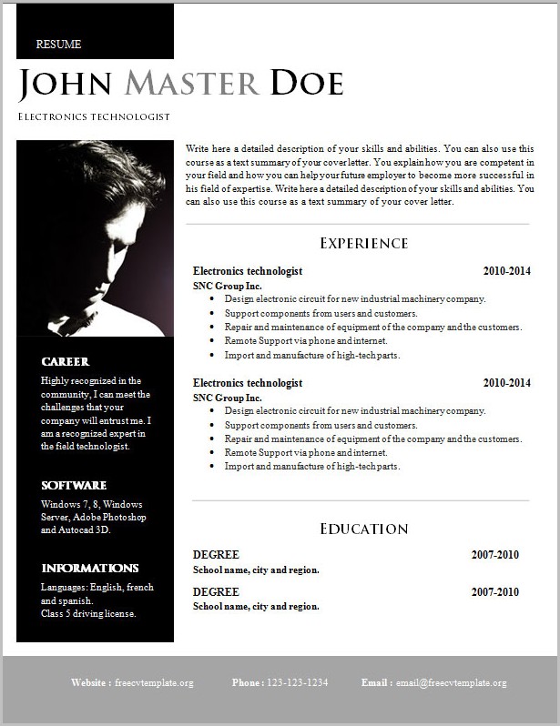 Free Resume Templates Word For Freshers Free Resume Templates Word For Freshers