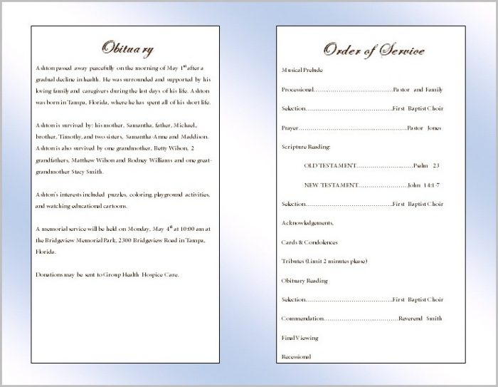 Funeral Home Program Template Funeral Home Program Template