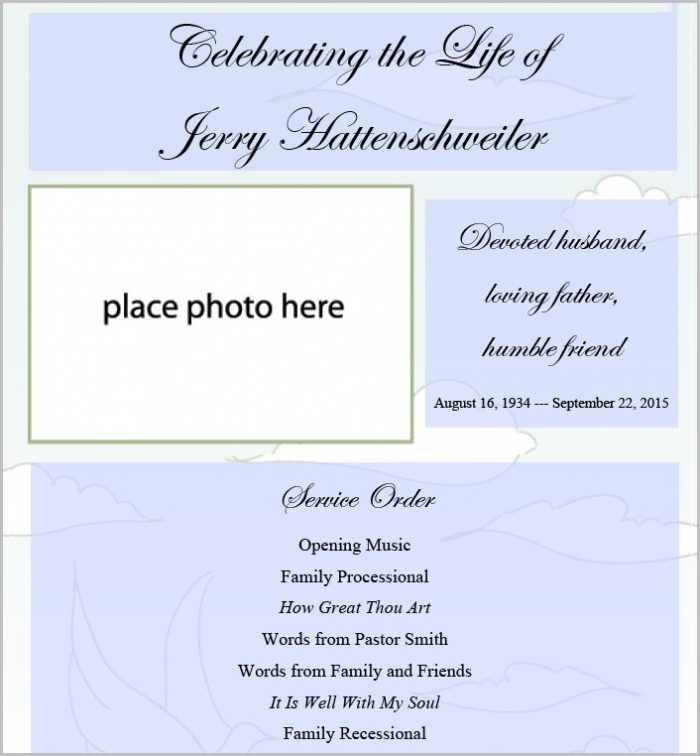 Funeral Program Template Doc Funeral Program Template Doc