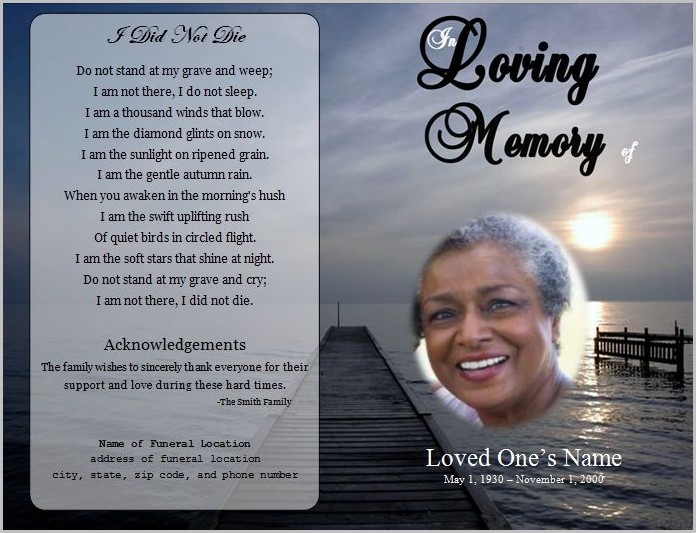 Funeral Program Template For Microsoft Word Funeral Program Template For Microsoft Word