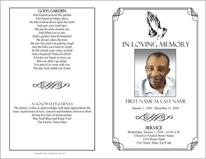 Funeral Program Template For Word Funeral Program Template For Word