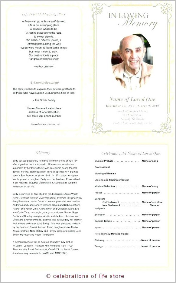 Funeral Program Template Publisher Funeral Program Template Publisher