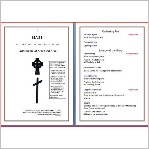 Funeral Program Template Word Download Funeral Program Template Word Download