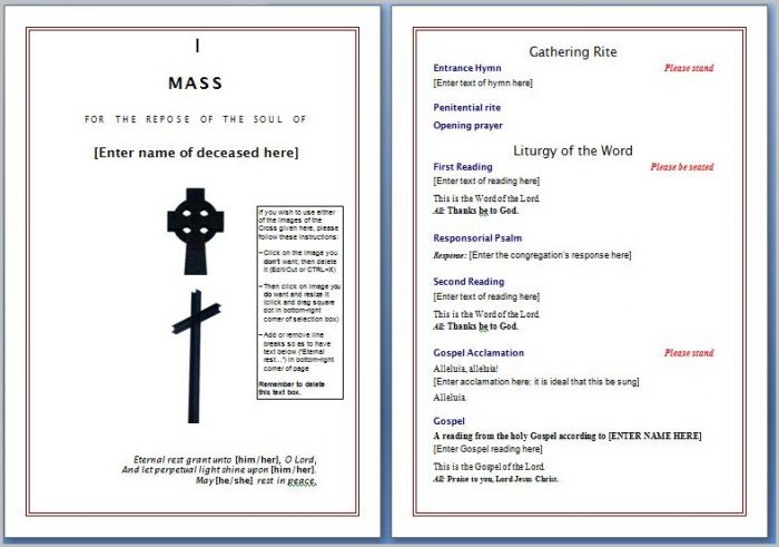 Funeral Program Template Word Free Funeral Program Template Word Free