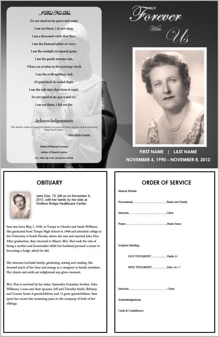 Funeral Service Program Templates Free Funeral Service Program Templates Free