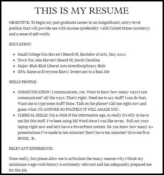 Funny Resumes And Cover Letters Funny Resumes And Cover Letters