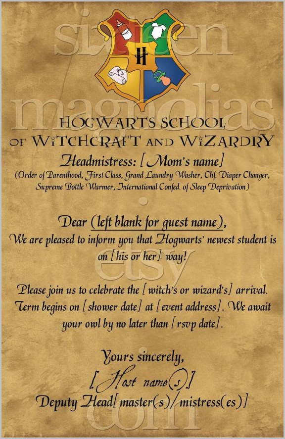 Harry Potter Baby Shower Invitation Template Free Harry Potter Baby Shower Invitation Template Free